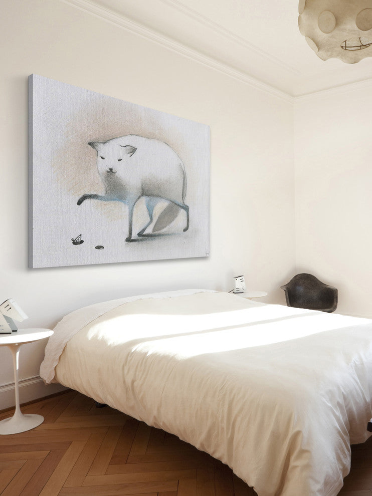 "Pattes Blanches" Painting Print on Wrapped Canvas, 18"x12"