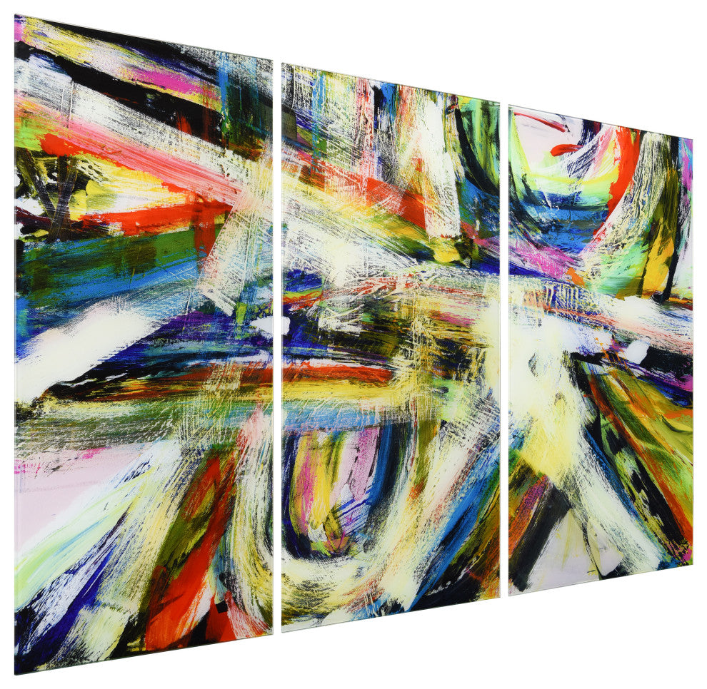 "Rock Star " Frameless Free Floating Tempered Glass Panel Graphic Wall Art Set
