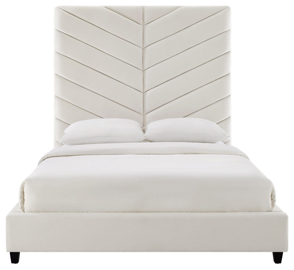 TOV Furniture Javan Cream Velvet Bed in King