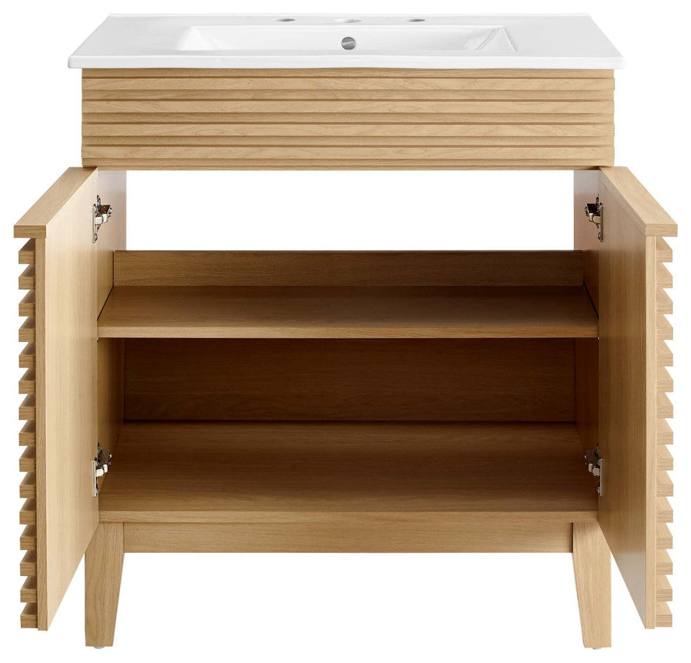 Render 30" Bathroom Vanity Cabinet, Oak White