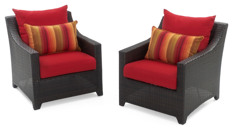 Deco 2 Piece Aluminum Outdoor Patio Club Chairs, Sunset Red