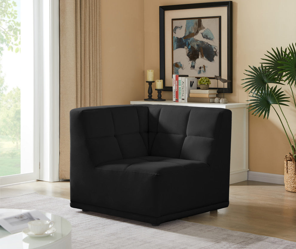 Relax Velvet Upholstered Corner Chair, Black