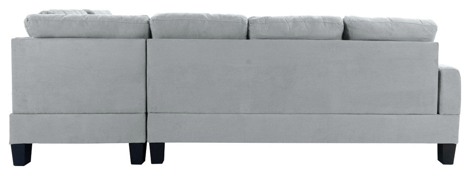 Microfiber Sectional Sofa With Reversible Chaise and Ottoman, 3-Piece Set, Gray