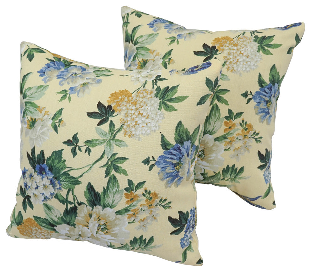 Blaziing Needles 17" Spun Polyester Throw Pillows, Set of 2, Blossom Crme