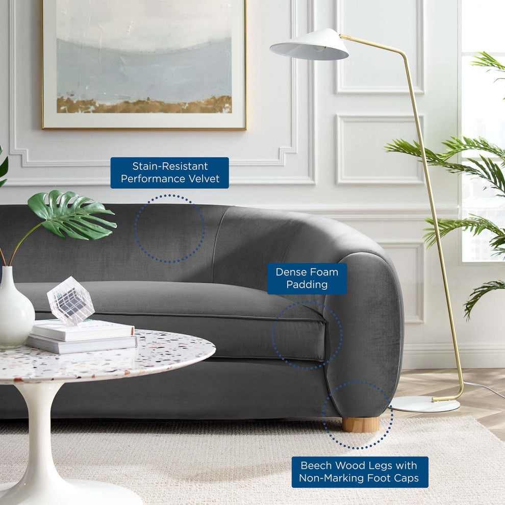 Abundant Performance Velvet Sofa Charcoal