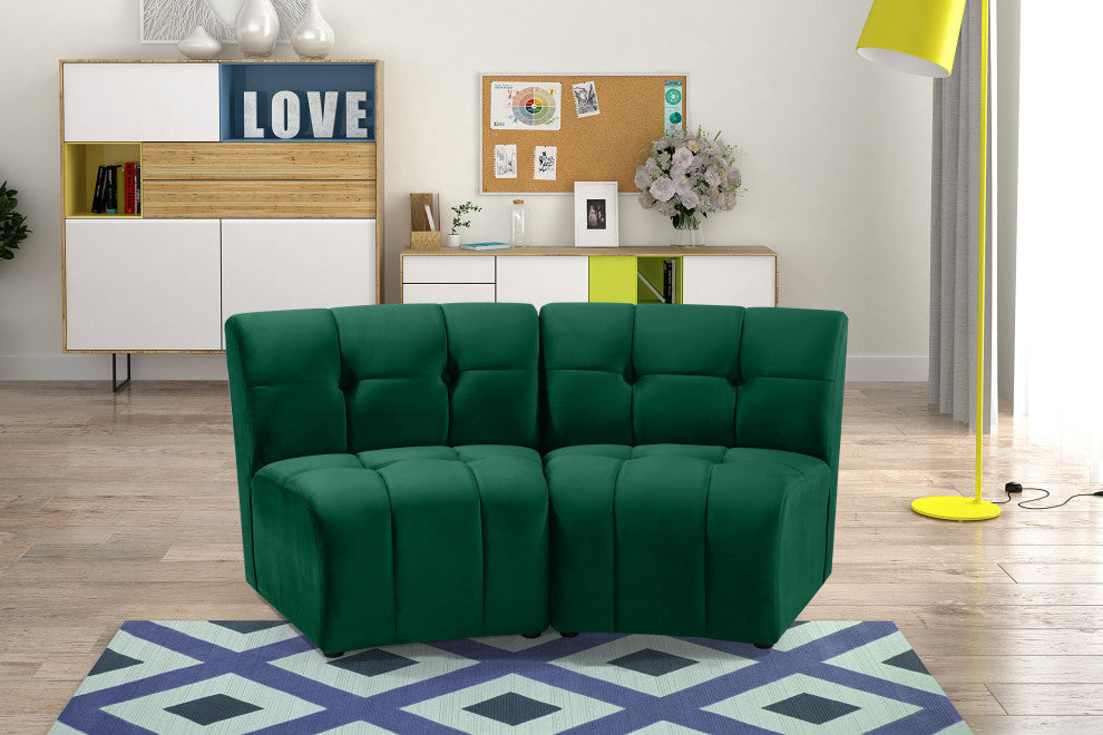 Limitless Velvet Upholstered 2-Piece Modular Sectional, Green