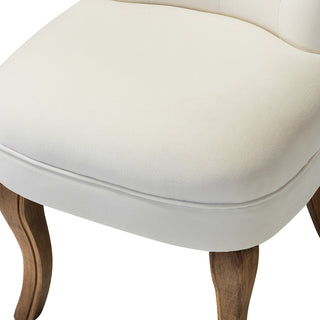 Lera Vanity Stool With Solid Wooden Legs, Ivory