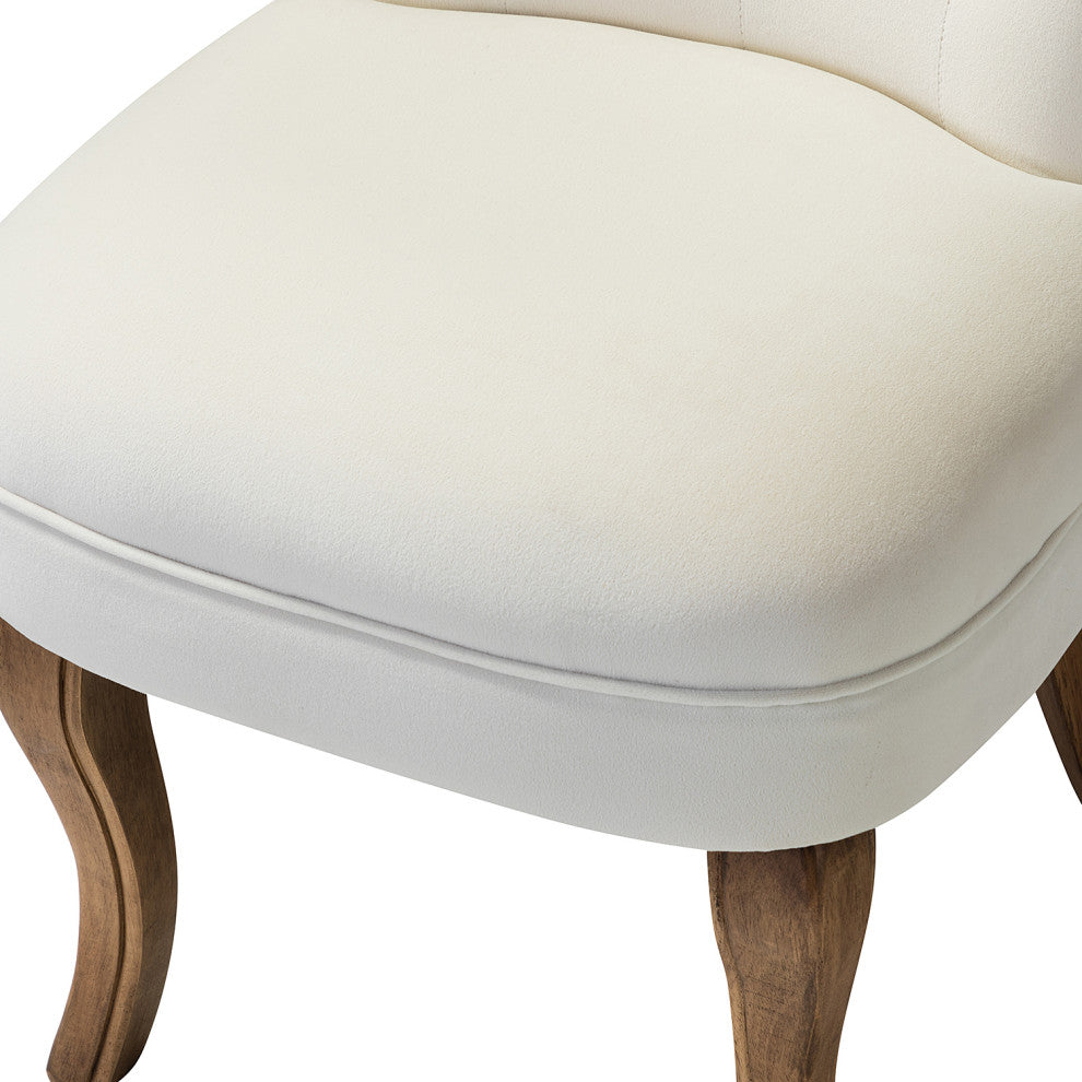 Lera Vanity Stool With Solid Wooden Legs, Ivory
