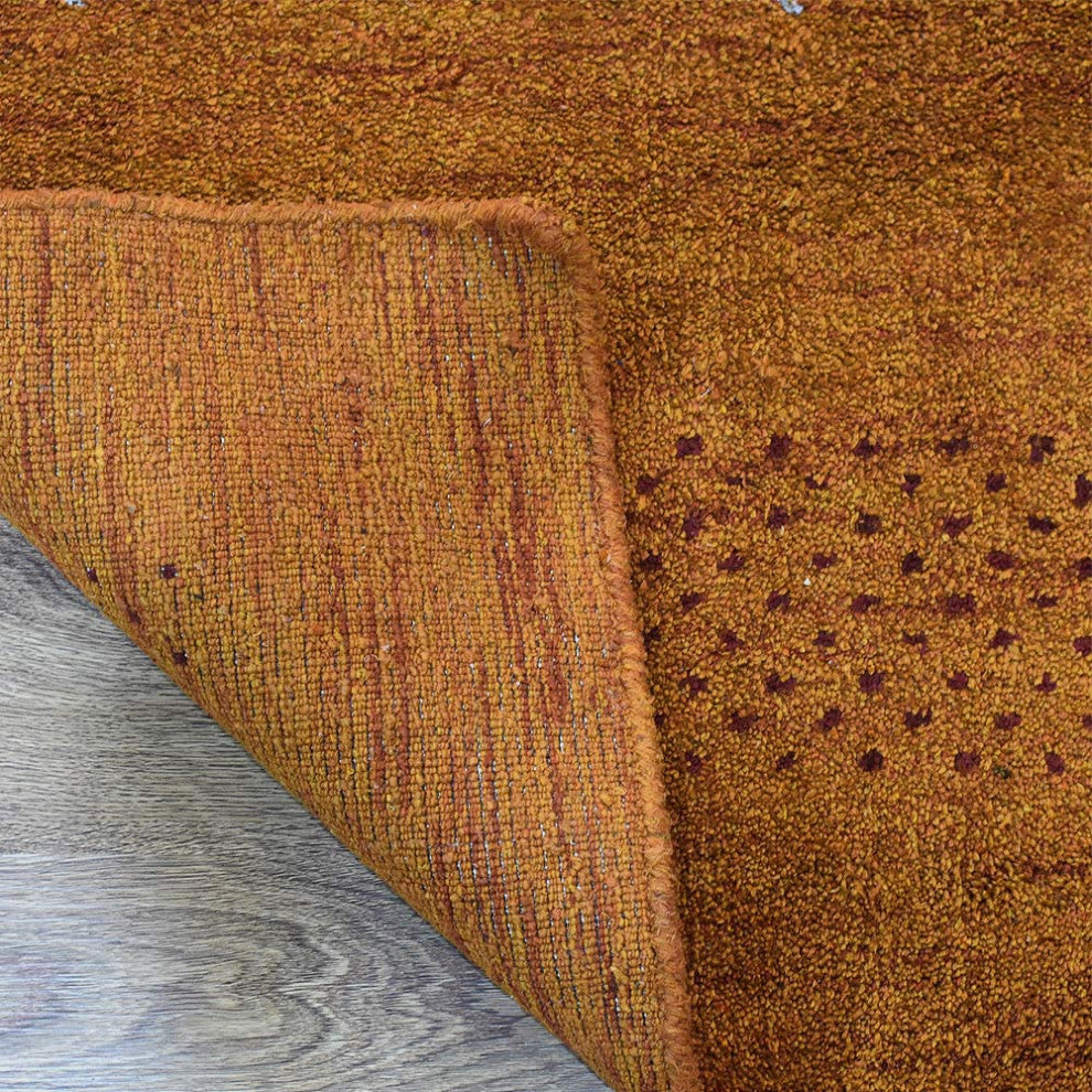 HAND KNOTTED LOOM SILK ECO-FRIENDLY AREA RUG -10'x10',Square,Orange,Contemporary