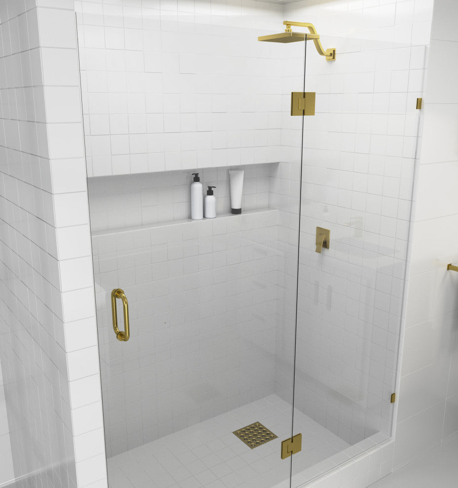 78"x62" Frameless Shower Door Glass Hinge, Satin Brass
