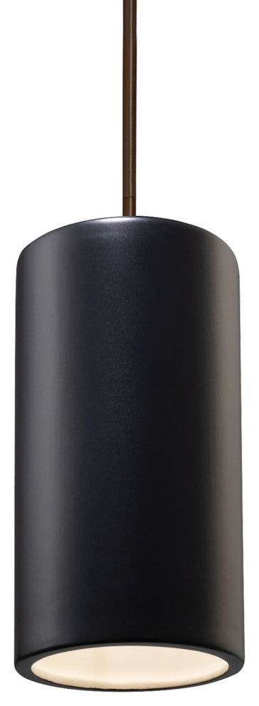 Large Cylinder Pendant, Carbon Matte Black, Dark Bronze, Incandescent