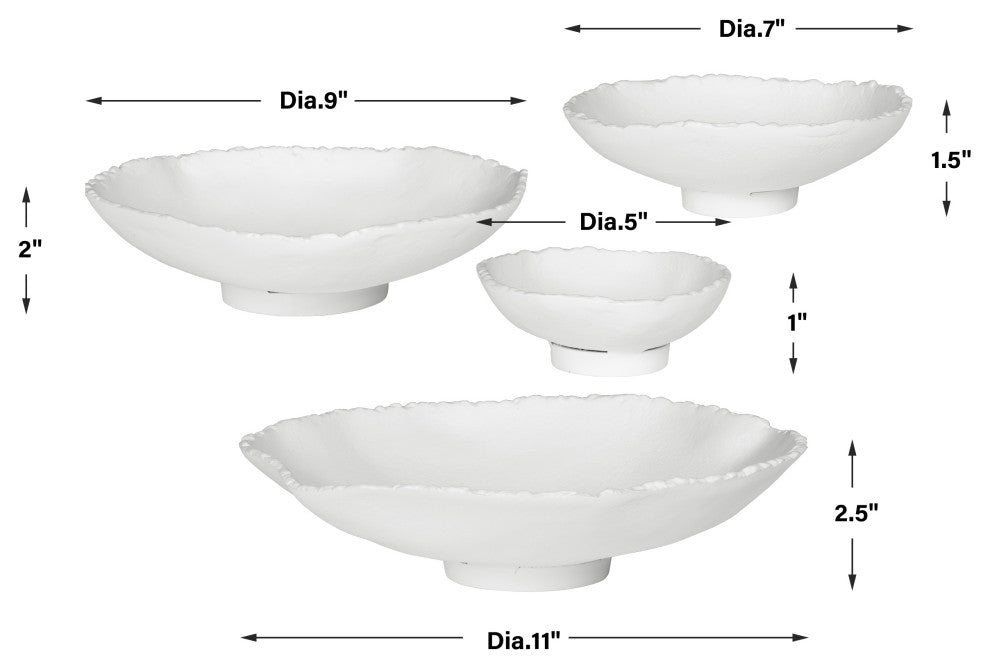 Uttermost Lucky Coins White Metal Wall Bowls, Set of 4