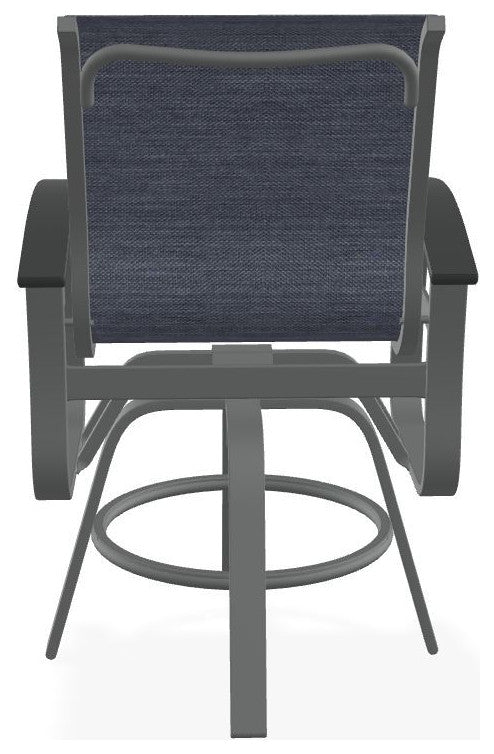 Belle Isle Sling Balcony Height Outdoor Swivel Chair, Augustine Denim/Graphite