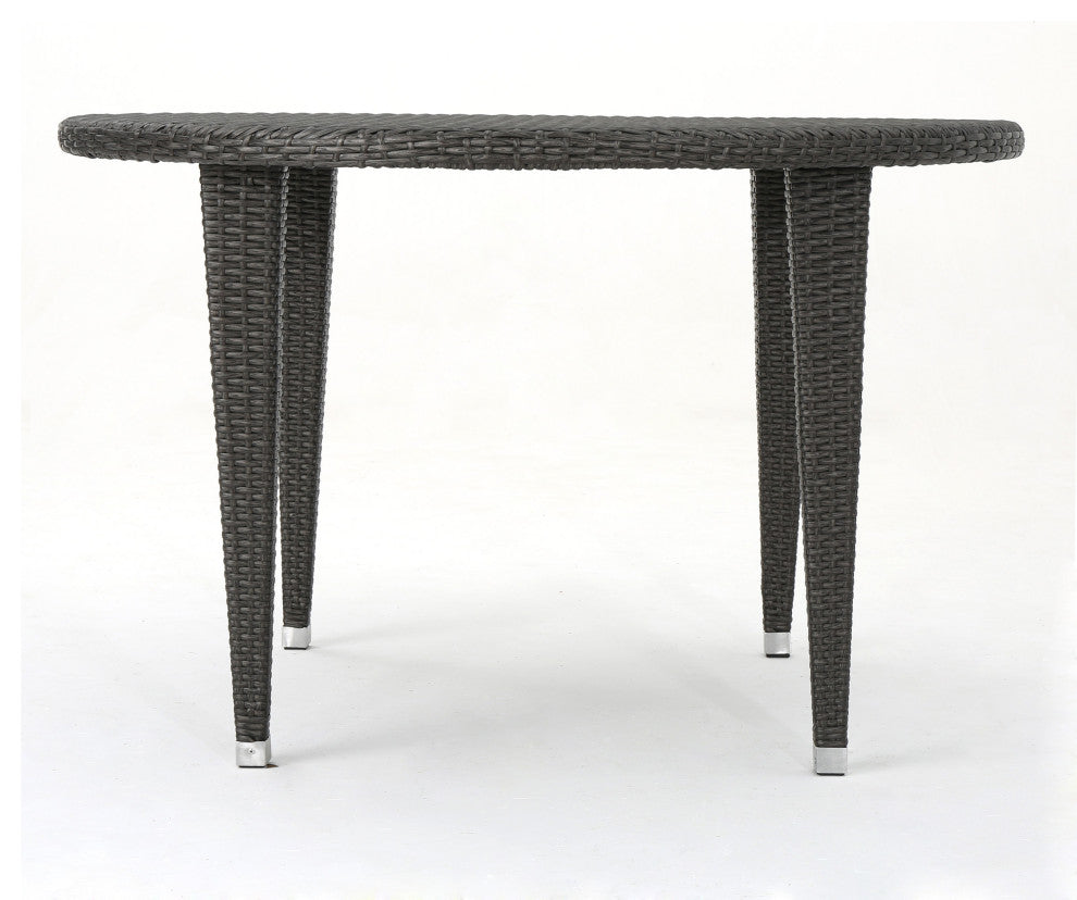 GDF Studio 5-Piece Sol y Luna Outdoor Wicker Dining Set, Gray