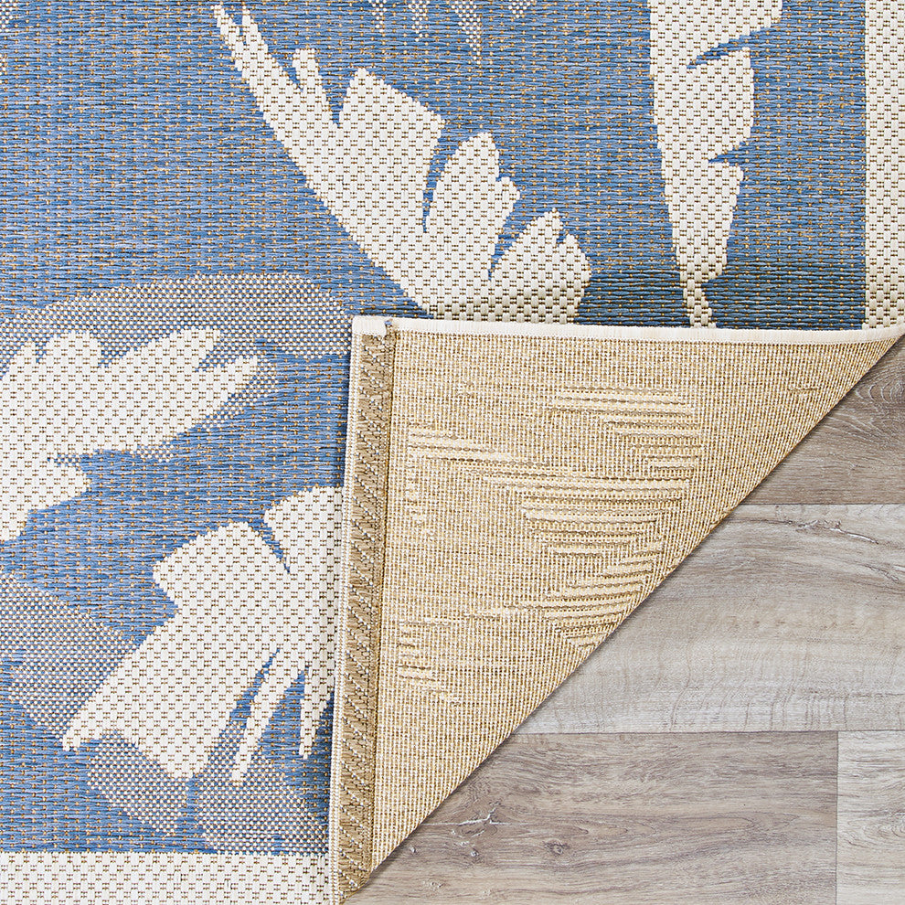 Couristan Monaco Coastal Floral Indoor/Outdoor Area Rug, Ivory-Sapphire, 5'10"x9