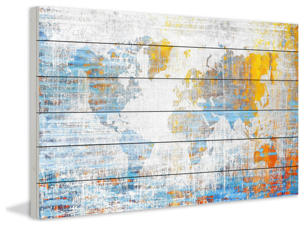 "Continental Journey" Print on White Wood, 45"x30"