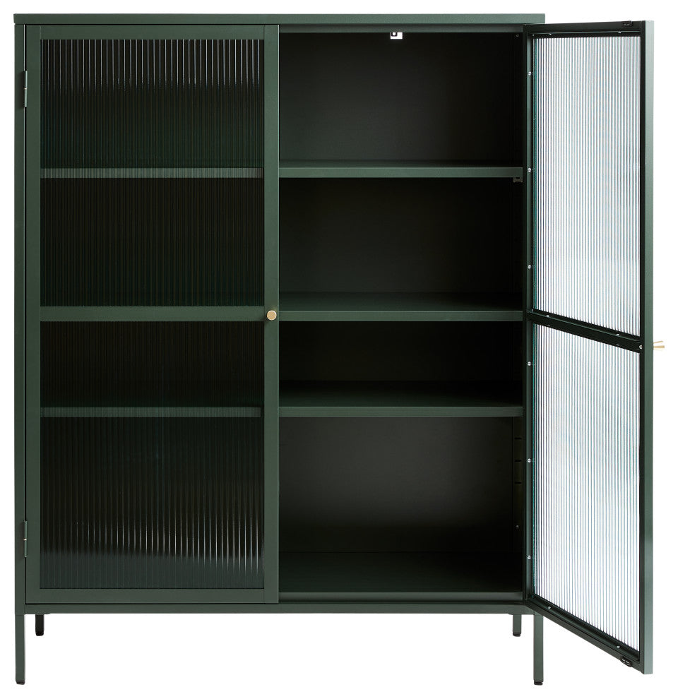 Metal & Glass 55" Display Cabinet, Green