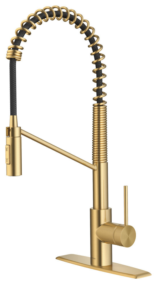 Oletto Commercial Pull-Down 1-Hole Kitchen Faucet, Brass