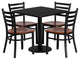 30'' Square Black Dining Laminate Table Set, 4 Ladder Back Metal Chairs