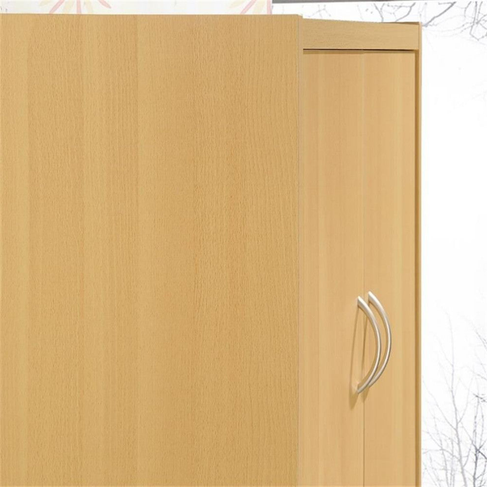 Pemberly Row 4-Door and 4-Shelf Contemporary Wood Kitchen Pantry in Beige