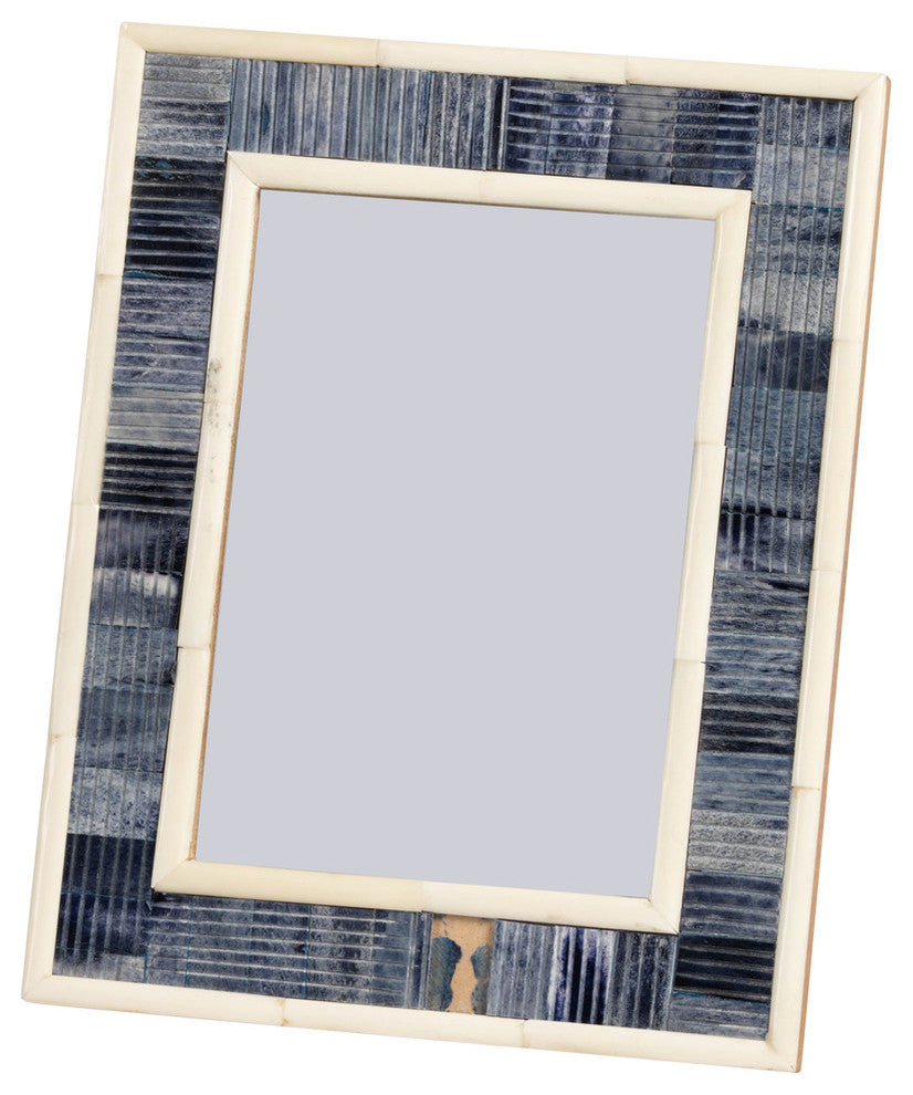 "Mendocino" 5" x 7" Carved Bone Picture Frame, Blue