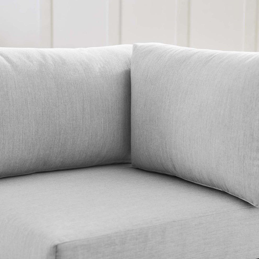 Sofa Corner Chair, Sunbrella, Fabric, Aluminum, Metal, Silver Gray, Outdoor
