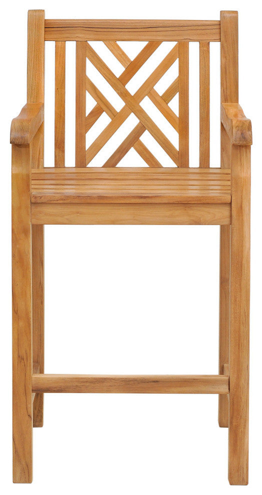 Teak Wood Chippendale Patio Bar Chair
