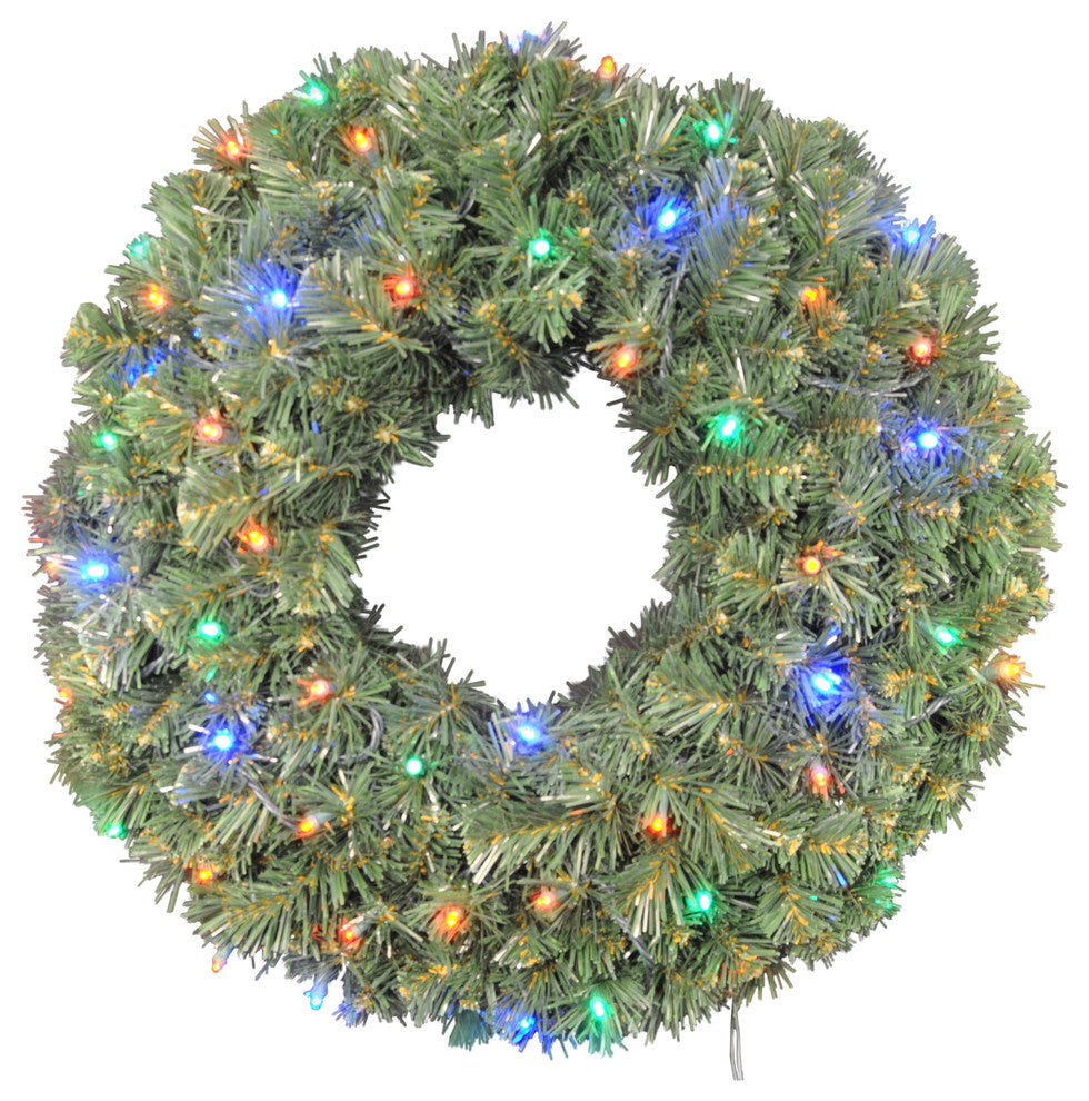 2' Sequoia Wreath Pre-Lit With Multi Colored LEDs