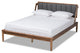 Helsa Dark Gray Fabric Upholstered And Walnut Finished Queen Size Platform Bed