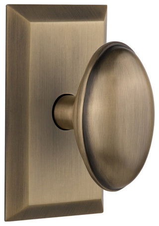 Studio Plate Passage Homestead Door Knob, Antique Brass