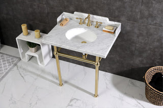 Kingston Brass LMS3030MB7 30" Carrara Marble Console Sink, Legs