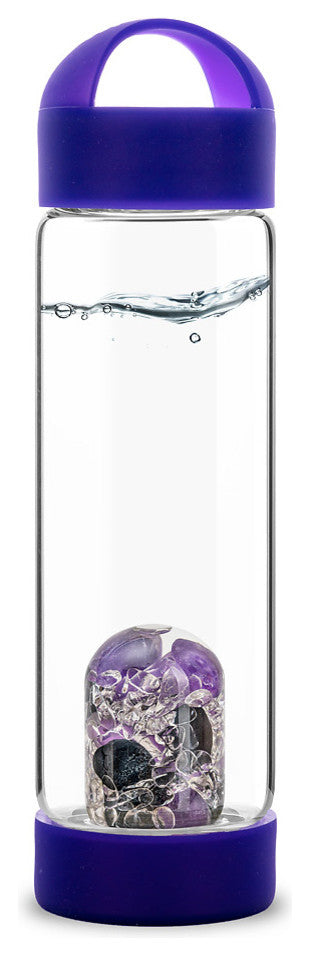 Water Bottle, VitaJuwel ViA Gemwater Bottle, Purple Loop Caps, Inner Purity