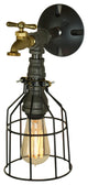 Iron Pipe Wall Sconce W/Cage