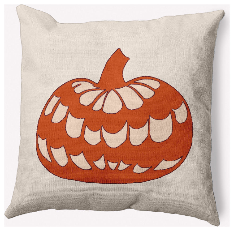18" x 18" Pumpkin Perfection Indoor/Outdoor Polyester Throw Pillow, Sienna