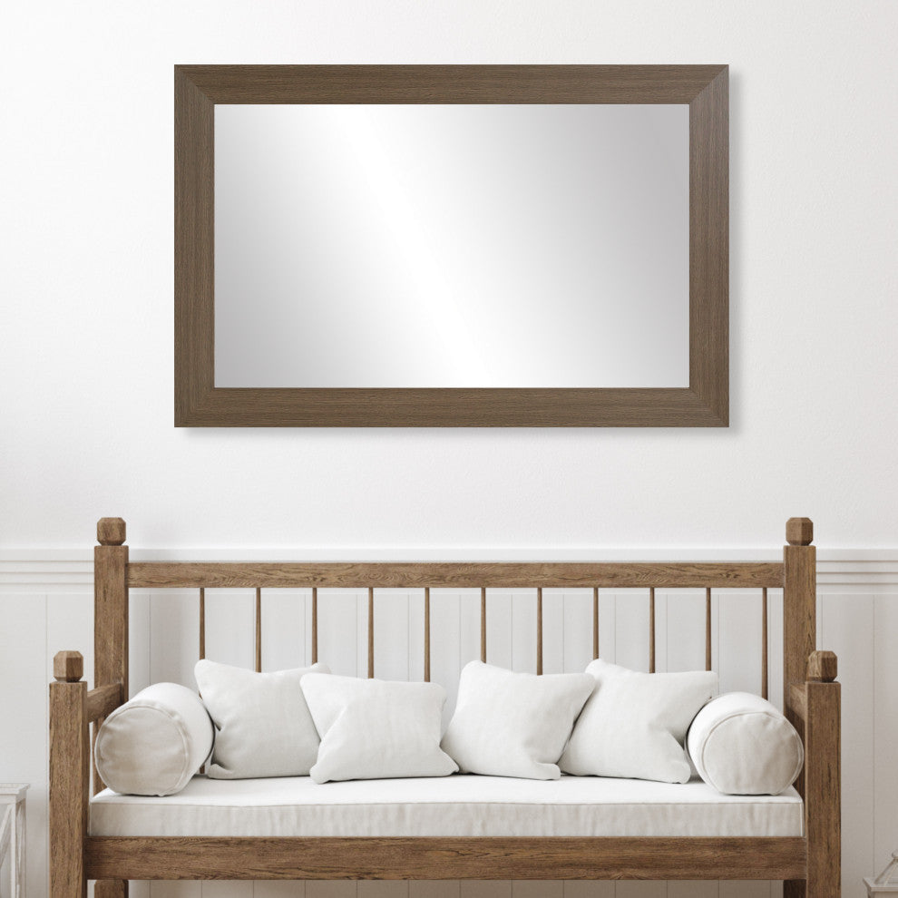 Pendleton Framed Wall Mirror, Grey Oak, 28" X 54"