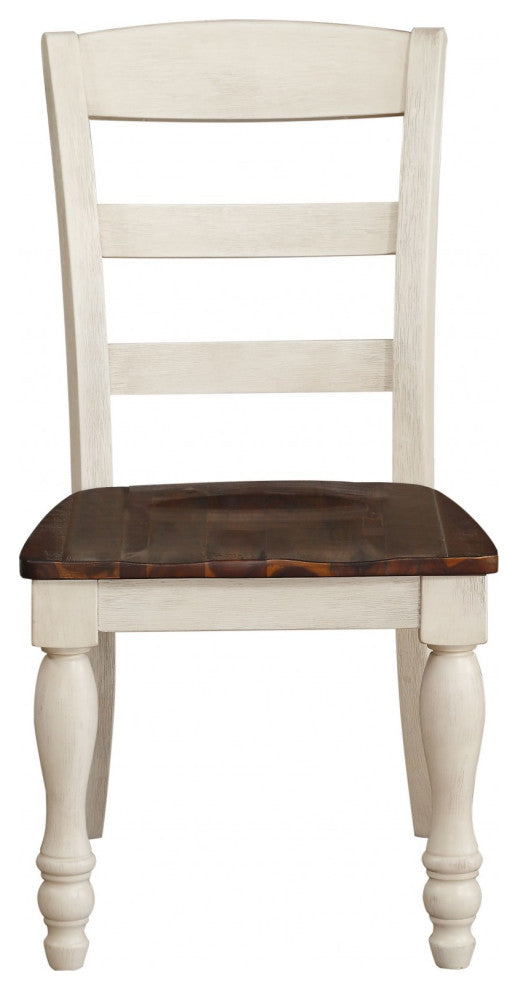 HomeRoots 20" X 24" X 38" 2pc Walnut And White Washed Side Chair