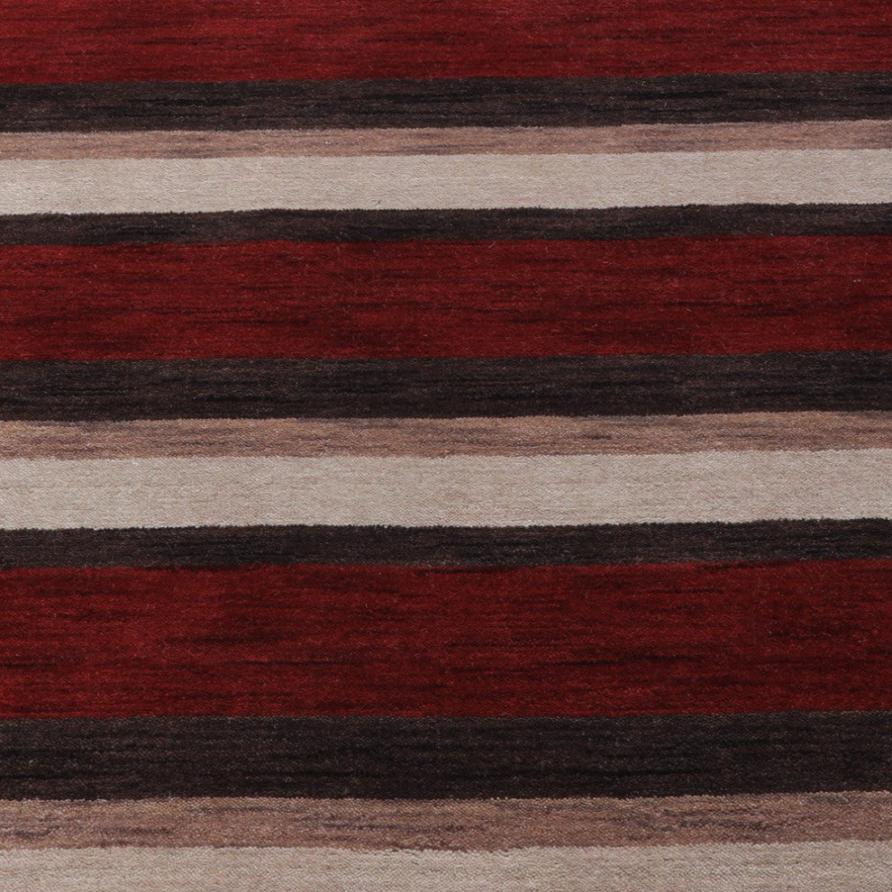 HAND KNOTTED LOOM WOOL ECO - FRIENDLY AREA RUGS - Red Brown,Contemporary