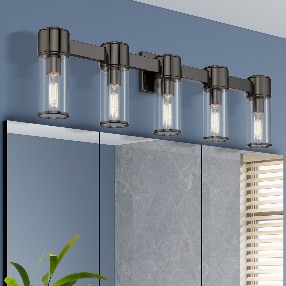 Livex Lighting Quincy 5-Light Black Chrome Large Vanity Sconce