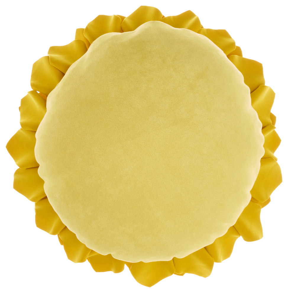 Mina Victory L0374 Throw Pillow, Yellow, 14" x 14" Round