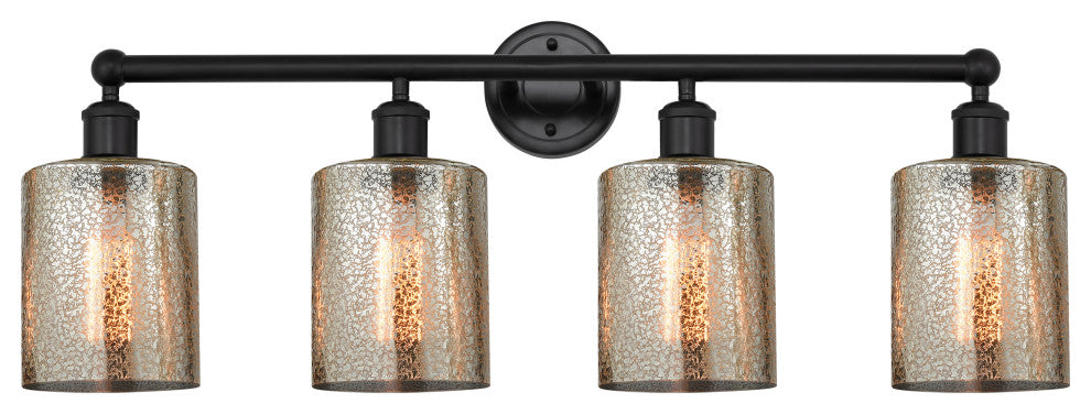 Edison Cobbleskill 32" Bath Vanity Light, Matte Black, Mercury Shade