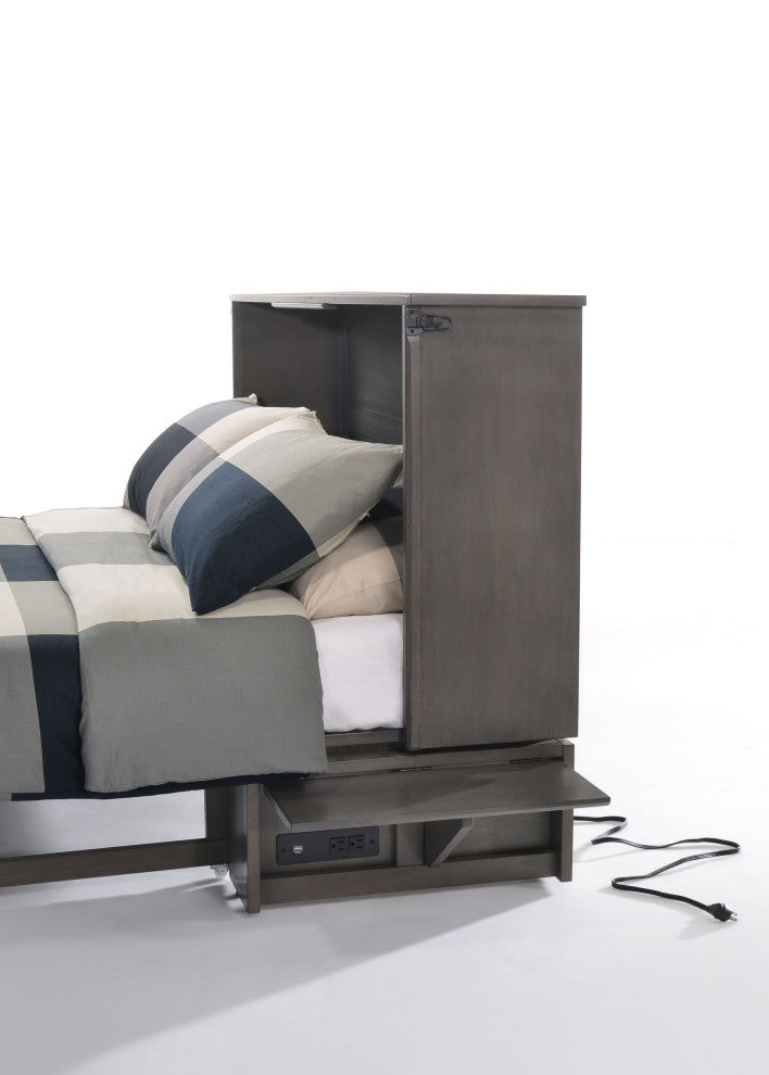 Sagebrush Queen Size Murphy Bed Cabinet With Storage, Stonewash