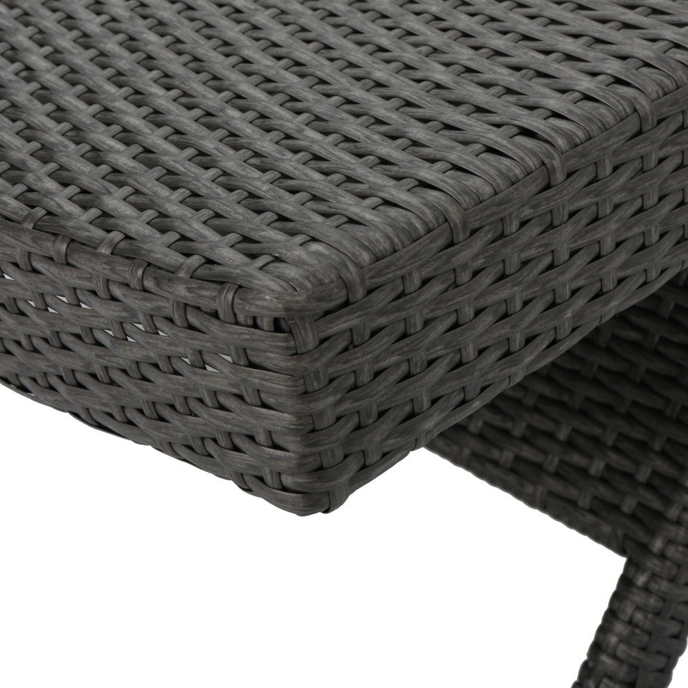 GDF Studio Soleil Outdoor Gray Wicker Arm Chaise Lounges, Set of 2