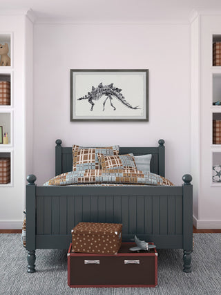 "Big Stegosaurus Skeleton" Framed Painting Print, 30"x20"