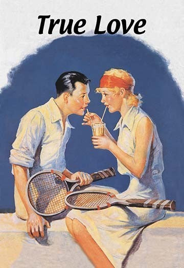 True Love: Sharing a Milkshake after Tennis-Gallery Wrapped Canvas Art 28" x 42"