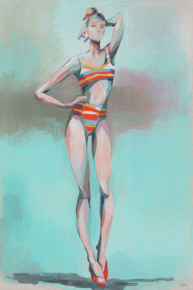 "Beach Pose" Painting Print on Wrapped Canvas, 12"x18"