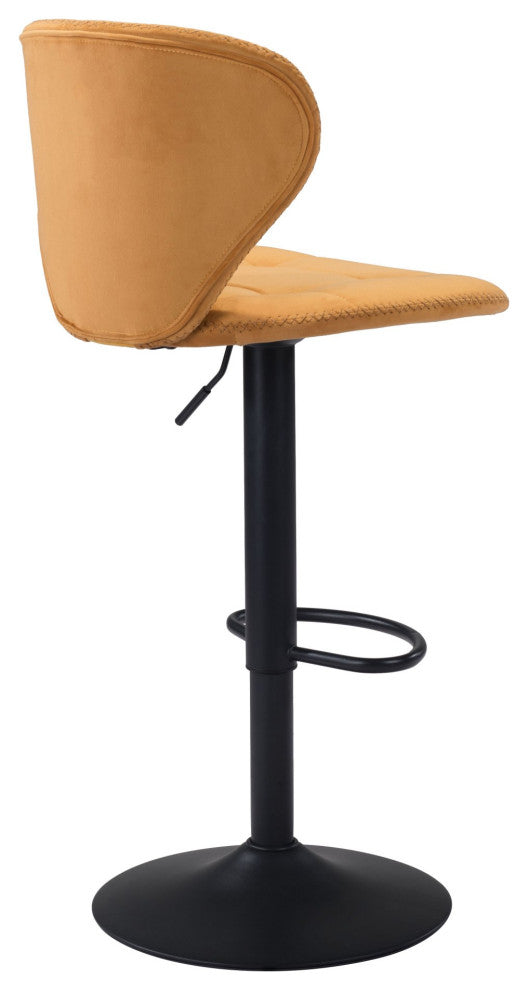 Bar Stool Chair Barstool, Steel Metal, Fabric, Yellow, Black, Cafe Bistro