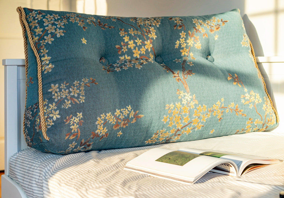WOWMAX Wedge Reading Pillow Floral Pattern Headboard Cushion for Twin Bed