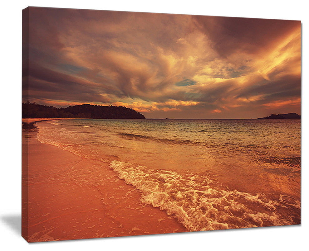 "Brown Serene Tropical Beach" Seashore Canvas Print, 20"x12"