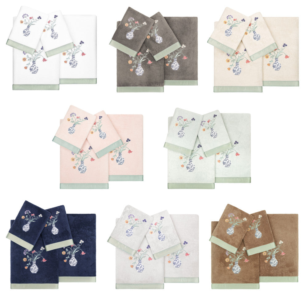 Linum Home Textiles 100% Turkish Cotton STELLA 4PC Embellished Towel Set