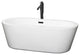 67" Freestanding Bathtub, White, Floor Mounted Faucet, Drain, Trim, Black